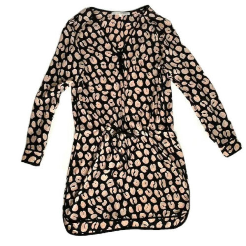 Veronica Beard Black and Beige Printed Mini Dress
